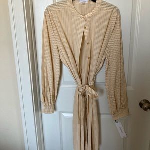 New, Calvin Klein shirt dress, yellow and white stripes, size 16